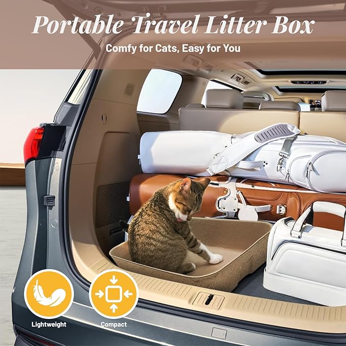 4 Pack Disposable Cat Litter Boxes, Durable Leak-Proof Cardboard Kitty Litter Trays for Temporary Use, Litter Box Liners & Travel, Ideal for Picky Cats