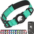 Joytale Airtag Dog Collar, Reflective Pet Collar with Waterproof AirTag Holder, Dual D-Rings, Soft Padded Adjustable for Medium Dogs, Teal, M
