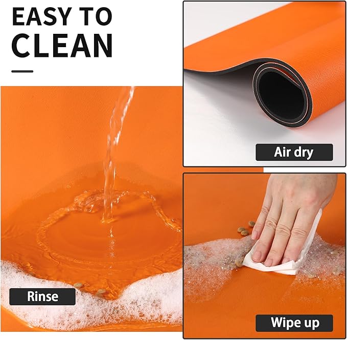 Dog Food Mat - Absorbent Cat Mat for Food and Water, No Stains Pet Feeding Bowl Mat, Easy to Clean Pet Placemats, Quick Dry Dog Water Dispenser Mat for Messy Drinkers | Paw Orange 18"x 28"