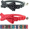 Cat Collar with Bell and Bow Tie, Breakaway Clasp Cute Dots Kitty Kitten Collar Set of 2 PCS(6.8-10.8in) (Black&Red Dots)
