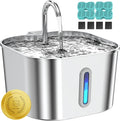 Cat Water Fountain Stainless Steel, 74oz/2.2L Automatic Cat Drinking Fountain with 4 Filters & 4 Sponges, Pet Water Dispenser with Quiet Pump, Suitable for Cats, Dogs and Multi-pet households
