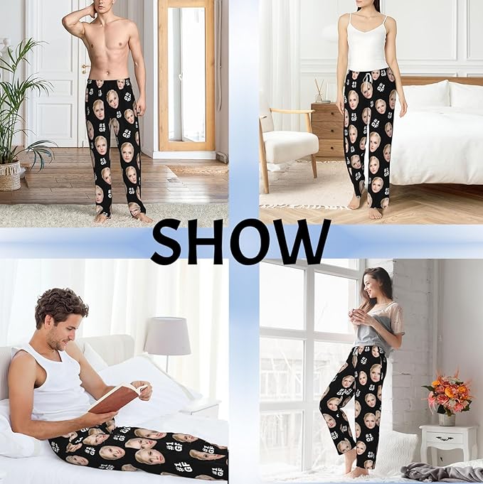 Custom Pajama Pants with Face customized PJ Pants Christmas Valentine gifts for Men Women