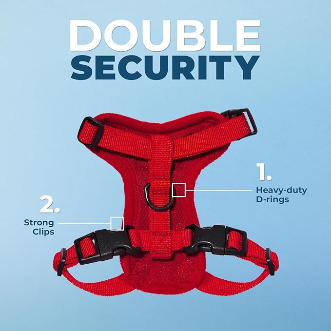 Voyager Escape-Proof Step-in Lock Cat Harness & 5ft Neoprene-Handle Leash Set All-Weather Mesh with Reflective Stitching for Small to Large Cats by Best Pet Supplies, Red, XS