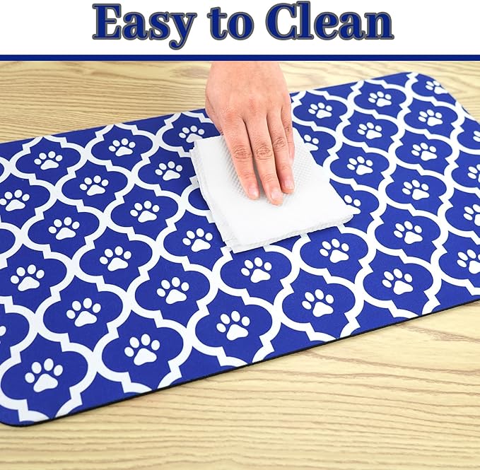 Dog Food Mat 12X20 Inch Pet Feeding Absorbent Mats for Floor Cat Water Bowl Placemats Non-Slip Washable Dog Mat for Food and Water