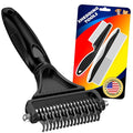 3PCS Pet Grooming Rake & Metal Comb & Flea Comb for Cats and Dogs, Double-Sided Dematting Tool, Extra-Wide Deshedding Dog Brush for Long Hair to Effectively Remove Tangles, Knots and Mats (Black)
