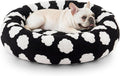 JOEJOY Donut Calming Small Dog Bed, Round Cat Beds for Indoor Cats with Removable Washable Cover, 23In Orthopedic Cute Puppy Kitten Pet Bed with Jacquard Shaggy Plush & Non Skid Bottom, Black