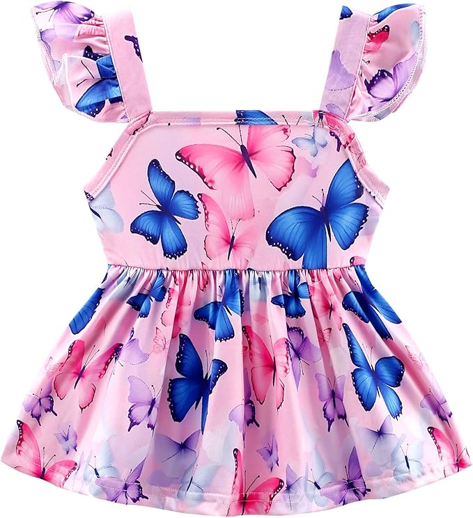 Toddler Baby Girls Summer Clothes Outfits Ruffled Sleeve Dinosaur Shirt Leopard Tops and Shorts Pants Sets 2PCS