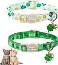 Unique Style Paws Saint Patrick Cat Collar,Shamrock Cat Collars,Green Kitten Collar Breakaway Buckle,Adjustable St. Patrick Day Puppy Collar,Ideal Gift for Boy Girl Cats