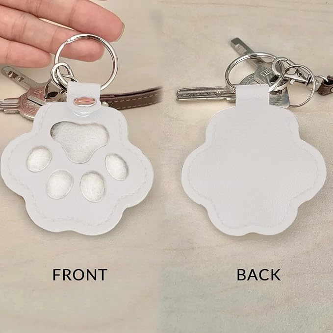 Dog Hair Keychain, Leather Pet Hair Collector Keychains, Pet Fur Keepsake Gift, Paw Charm for Collecting Cat Dogs Fur