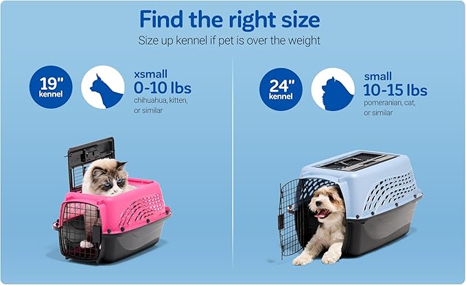 Petmate Dog Crates for Small Dogs & Cat Carriers, Two-Door Plastic Pet Kennel, Top & Front Loading, Made in USA, 24" For Pets Up To 15 lb, Pearl Tan