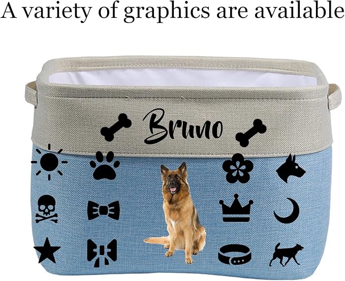 Personalized custom photo and name dog toy storage box A foldable pet supply basket Storage bins for pet clothes, toys, food and accessories are available for dogs, cats and other pets (Optional 1)