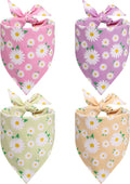 4Pcs Floral Dog Bandanas Girl Large Daisy Triangle Scarf Reversible Spring Bibs Handkerchief Cute Flower Bandanas for Large Dogs Pets