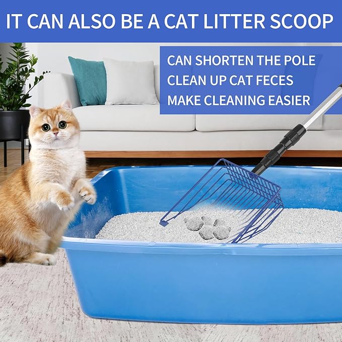 Jonkehai Chicken Poop Scooper 6inch Metal Chicken Litter Scoop Extendable Metal Cat Litter Scoop 23 to 42" Long Chicken Coop Litter Scoop Litter Sifting Shovel Chicken Coop