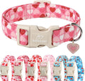 Valentines Dog Collar for Large Dogs - Cute Valentine Pink Hearts Girl Dog Collars, Adjustable Girly Puppy Collar with Quick Release Buckle for Female Dogs L