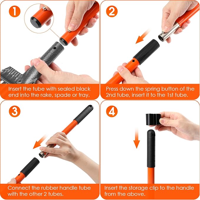Pooper Scooper, Detachable Long Handle Dog Pooper Scoopers with Heavy Duty Metal Rake, Tray & Spade, Durable Pooper Scooper for Large Medium Small Dogs, Great for Lawn, Grass, Dirt, Gravel, Yard