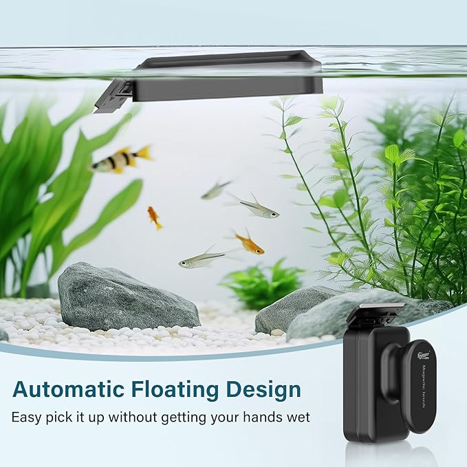 hygger Aquarium Magnetic Glass Clean Tool, Algae Scraper for 0.2-0.6 Inch Thick Fish Tank Floating Scrubber Brush with Two Detachable Blades (M)