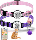 Smart QR Code Cat Collar 2-Pack: Your Cat's Digital Safety Profile, Breakaway Reflective Collar with Instant Email Alert When Scanned (Pink & Purple A)