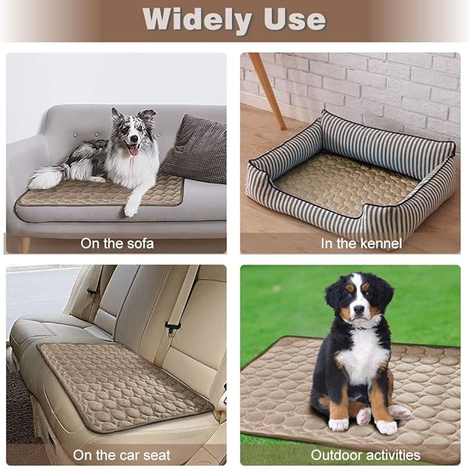 Washable Dog Cooling Mat Ice Silk Cooling Mat for Dogs Pet Self Cooling Pad Blanket Dog Cooling Pad for Indoor & Outdoor Car Seats (Coffee, 28x22 in)