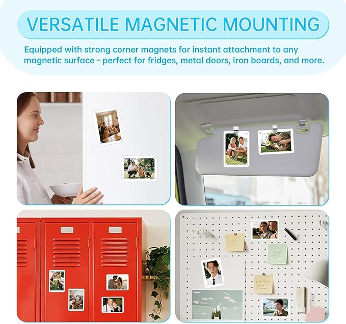 2 Pack Magnetic Car Visor Photo Holder – Personalized Acrylic Clip for Family, Pets, Travel Pictures – Easy Snap-On Car Accessory for Sun Visor (2 Pack, 3.5''x4.4'')