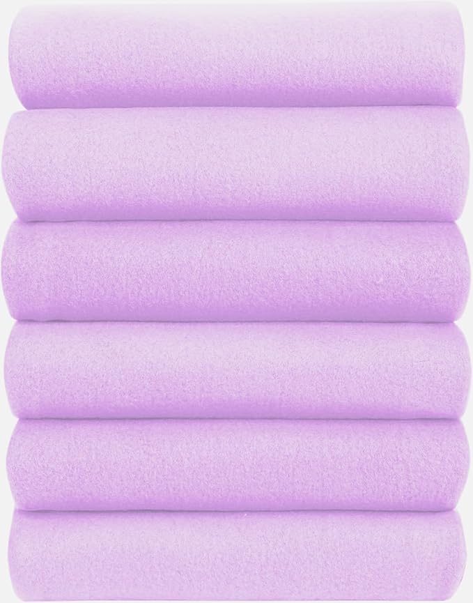 Fleece Throw Blankets Bulk Fleece Blankets Solid Wholesale Lightweight Warm Soft for Pet Bed Sofa Couch Office Wedding Gifts Travel Seasons Lilac 50x60 Inches Pack of 6