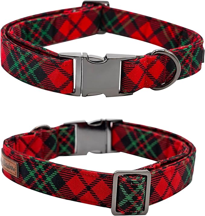 Dog Collar, Christmas Plaid Pet Collar Bow Holiday Bows Girl Boy Bow Dog Collars Puppy Adjustable Pet Collar for Small Dogs