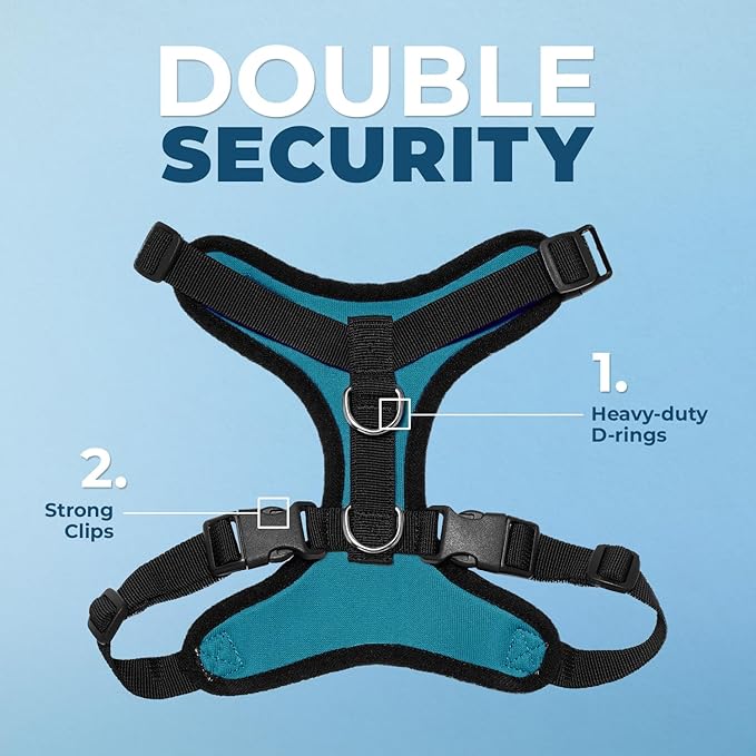 Voyager Step-in Pet Harness - All Weather Mesh, Adjustable Step in Harness for Cats and Dogs by Best Pet Supplies - Turquoise/Black Trim, S