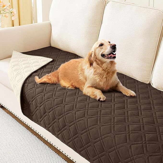 hyha Waterproof Dog Bed Blanket, Soft Pet Blankets, Waterproof Couch Cover for Dogs, Reversible Sofa Covers Washable for Furniture (30x70 Inch, Chocolate/Beige)