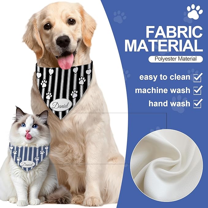 Personalized Dog Bandana Custom Name & Design, Premium Custom Dog Bandana for Small Medium Large Dogs, Soft Fabric Pet Scarf Personalized Pet Accessories Gift (Premium Elegant, X-Large)
