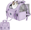 Lollimeow Expandable Cat Carrier Backpack for Large Cats - Airline Approved Pet Carrier Backpack for Small Dogs, Hiking & Travel, Waterproof with Breathable Mesh, 14lbs Capacity (Lavender, Standard)