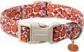 DOGWONG Pumpkin Dog Collar- Cute Pink Fall Dog Collars Adjustable Maple Fall Dog Collar for Small Medium Large Dogs M