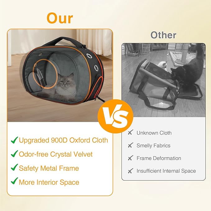 Airline Approved Cat Carrier 17" x 12.5" x 9", Fully Removable with Thick Double-Sided Padding, Breathable & Portable for Cats, Rabbits, Hamsters Under 12 lbs