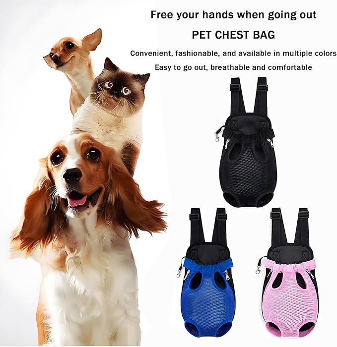 Pet Carrier Backpack, Adjustable Pet Front Carriers for Small Medium Dogs Cats 5-18 Lbs, Legs Out, Dog Cat Carrier Backpack for Hiking,Camping,Traveling,Cycling (Black, Medium（Fit:5-10lb）)