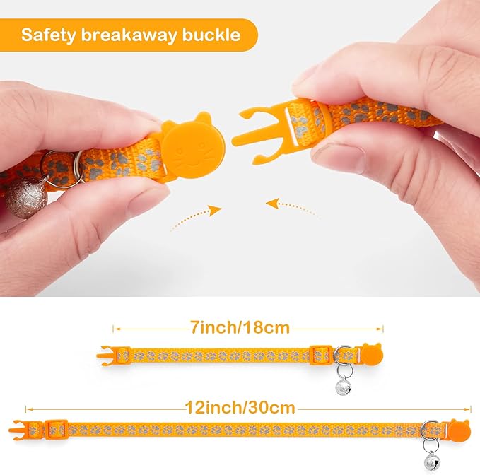 LLHK 2 Pack Breakaway Cat Collars & 2 Pcs Name Tags,Reflective Safety Kitten Collar with Bell,for Girl Boy Male Cats,Adjustable 7''-12'', Personalized ID Tag,Pet Supplies,Accessories