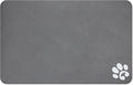 YCT Pet Dog Cat Feeding Mats - Non-Slip, Super Absorbent, Eating Mat with Footprints, 24 x 16.9 inches, Dark Grey