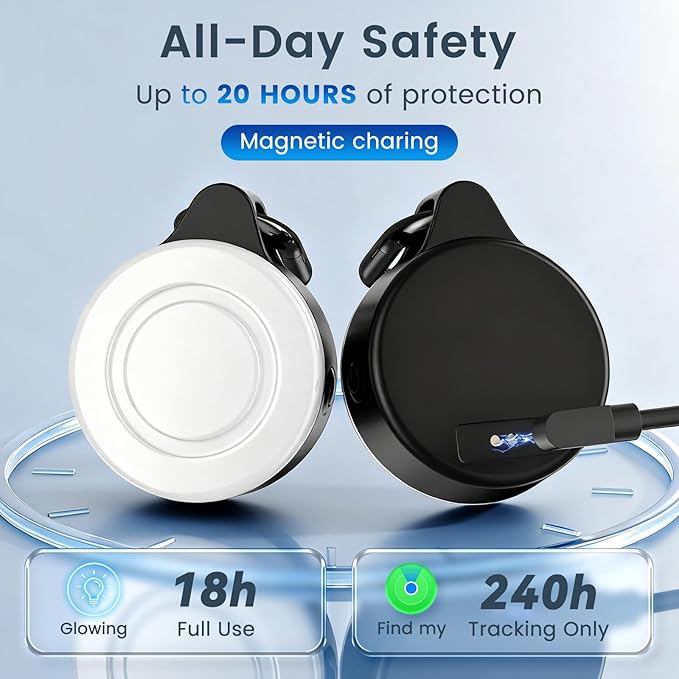 2-in-1 GPS Tracker & Dog Light - Smart Tracking Pet LED Light for iOS Only - Rechargeable IP68 Waterproof Dog Collar Light with 6 Modes for Night Walking - Works with Apple Find My, No Subscription