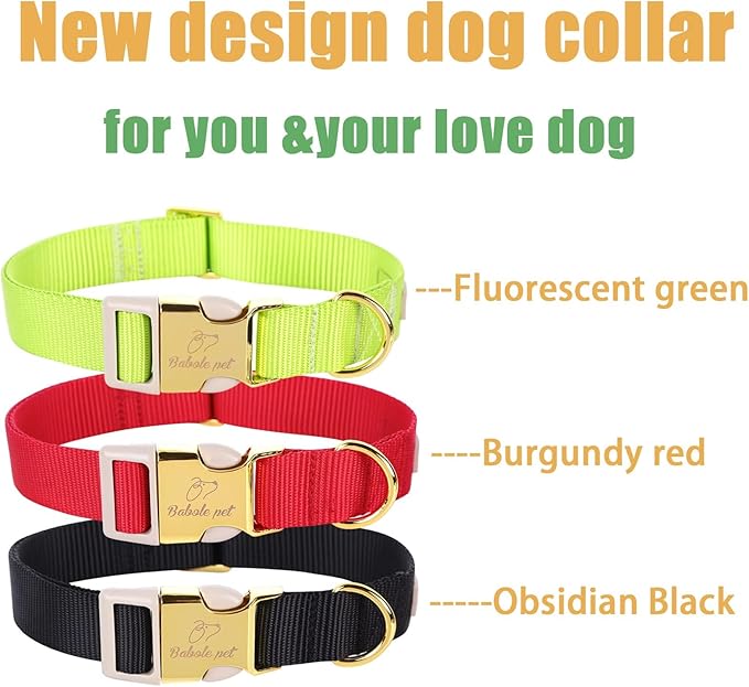 Nylon Dog Collar - Adjustable Black Soft Webbing Dog Collars for Small Medium Large Dogs Boy Girl Puppy Collar with Safety Metal Buckle S