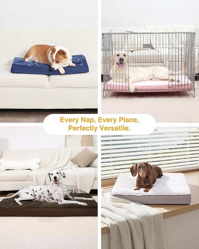 KSIIA Orthopedic Dog Crate Bed - Waterproof, Washable Dog Bed with Egg Crate Foam & Removable Cover, 35 x 22 Inch, Dark Gray
