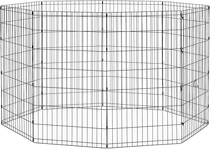 New World Folding Metal Dog Exercise Pen, Indoor/Outdoor Playpen with No Door, Provides 16 Sq Feet of Play Space, 42-Inches Tall, Black E-Coated