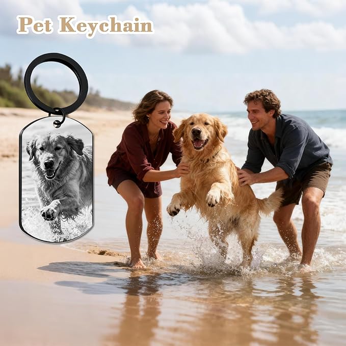 QYH Custom Memorial Dog Keychain with Picture - Personalized Cat Dogs Pet keepsakes Keychains Customized Gifts for Pet Lovers