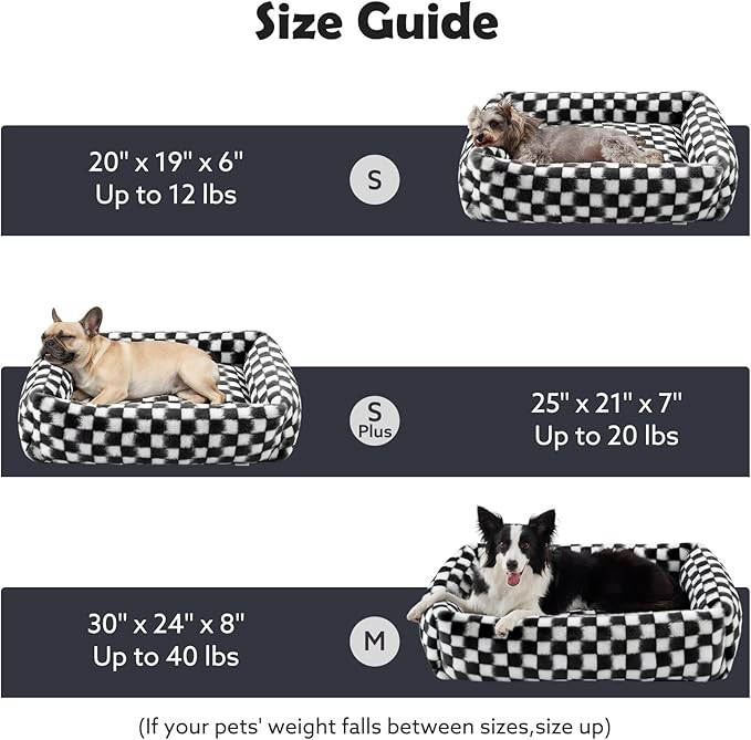 JOEJOY Small Dog Bed for Small Dogs, Rectangle Washable Orthopedic Corduroy Fleece Pet Bed with Removable Zipper Cover, Cute Soft Calming Puppy Bed with Non Skid Bottom
