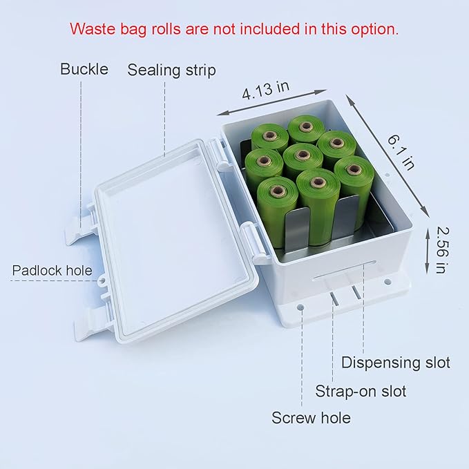 Dog Poop Bag Dispenser Wall Mounted Waterproof Outdoor Pet Waste Bags Dispenser Station Stake, Pole, Fence Mounted fits Home, Porch, Back Yard (white,only dispenser)