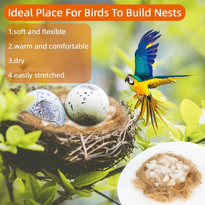 Sukh Bird Nesting Material - Bird Nests Bedding Hummingbird Nesting Material Mixing Canary Nesting Material Finch Nesting Material Parakeet Nesting Materials for Cage,Gardens,Tree Trunks (3)