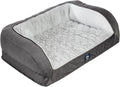 Serta Orthopedic Quilted Couch Dog Bed for Pets – Slate Gray (Large)