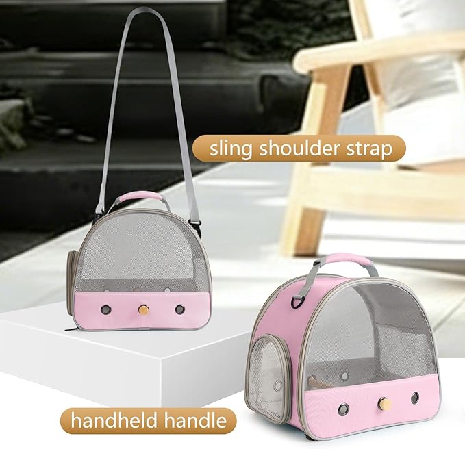 Bird Carrier, Portable Small Bird Parrot Parakeet Carrier with Standing Perch and Stainless Steel Tray, Side Access Window Collapsible