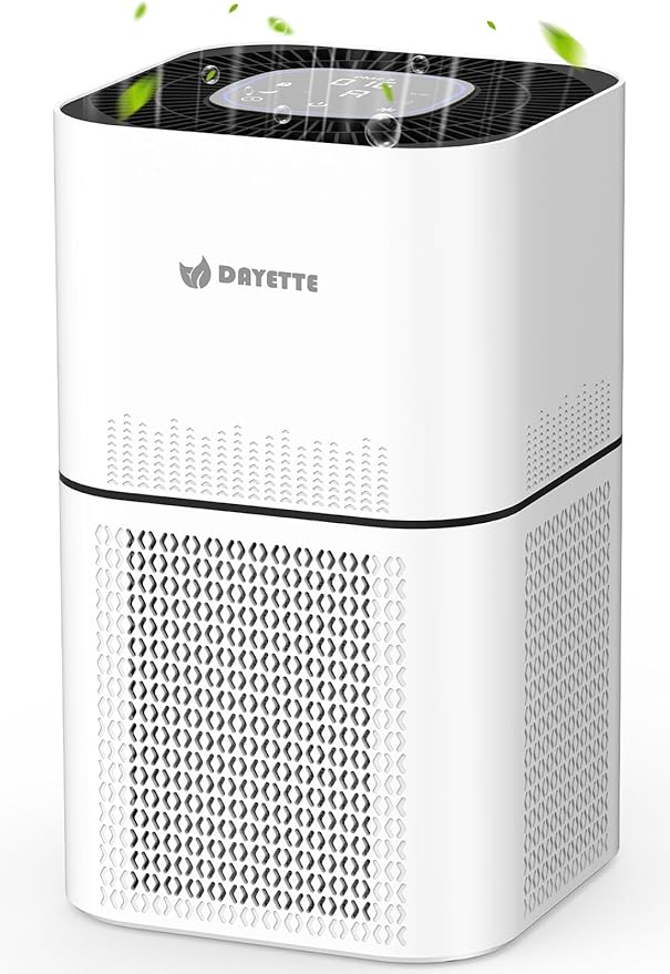 DAYETTE Air Purifiers for Home Large Room Up to 2200ft², H14 Ture Hepa Air Purifiers for Bedroom with Air Quality Sensor, Remove 99.997% of Dust, Odor, Pets Dander, Smoke, White