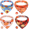 PAWCHIE Thanksgiving Dog Bandanas 4 Pack, Reversible Dogs Triangle Scarf Bibs, Dog Holiday Bandana with Two Adjustable Snaps, Multiple Thanksgiving-Themed Patterns for Dogs Puppy, Cats, Pets
