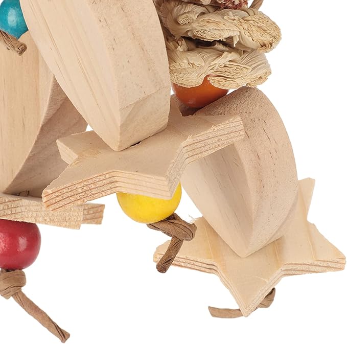 Wooden Bird Chew Toy, Edible Nuts, Non, Vibrant Design, Reduces Boredom, for Parrots and Small Birds