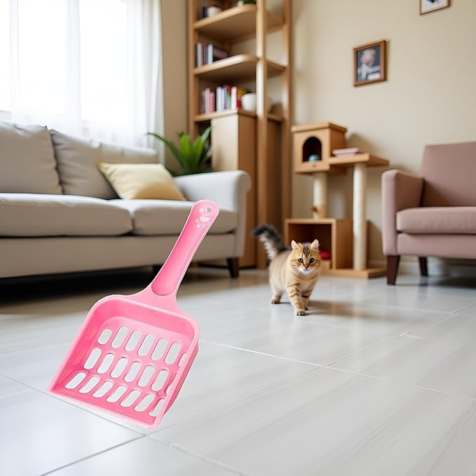 Pink Cat Litter Scoop,Tray with Handle Compact Solid Color Cat Litter Sifter Coffee One Size