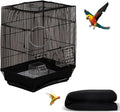 Bird Cage Seed Catcher, Seed Catcher Guard Net Cover, Parrot Nylon Mesh Net Cover, Universal Soft Airy Cage Net Stretchy Skirt for Round Square Cages (Solid-Black, 15.7" x87")