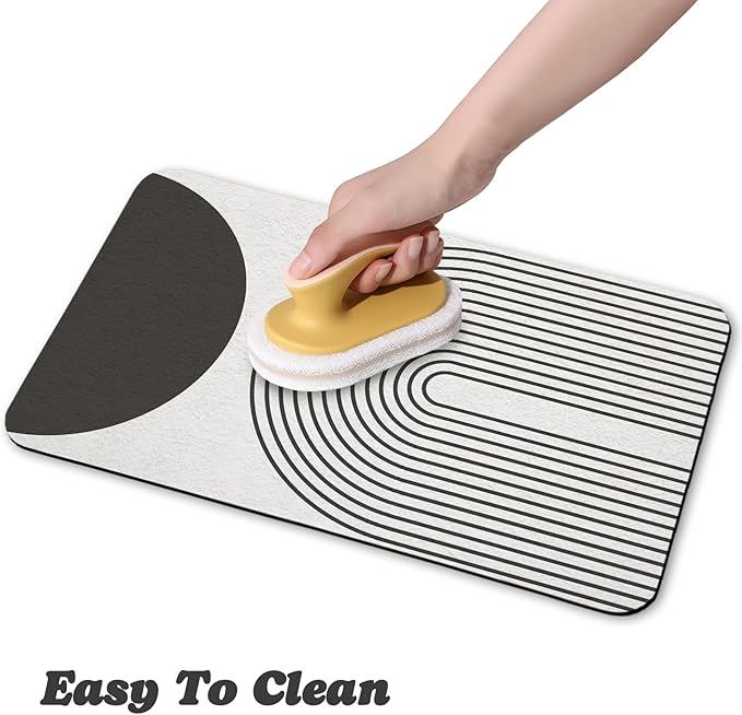 Dog Food Mats for Floors Waterproof, Cat Water Bowl Mats Pet Feeding Absorbent Mat Placemats for Food and Water Black Bohemia 16 * 24 inch